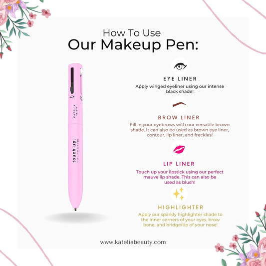 SurtiWala.pk™ - 4-In-1 Makeup Pen Touch-Up Pen Makeup Eyebrow Pencil Waterproof 4 Colors Multi-Function Makeup Beauty Pen