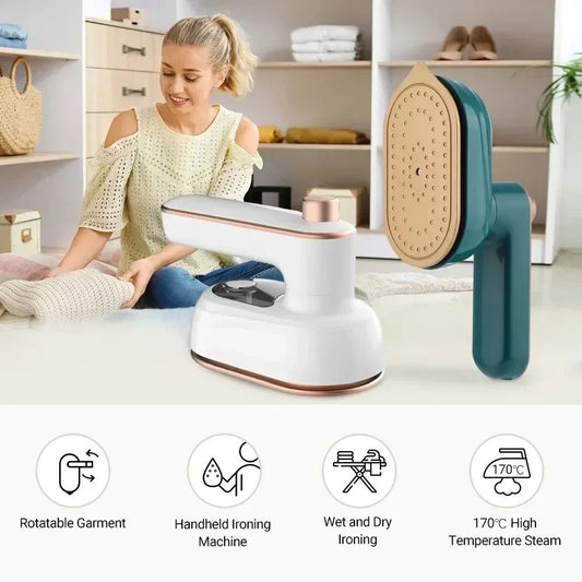 SurtiWala.pk™ - Portable Handheld Mini Steam Iron 180° Rotatable For Home & Travel