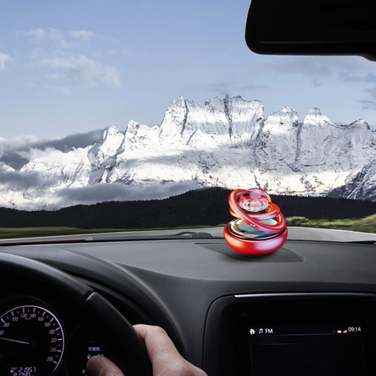 SurtiWala.pk™ - Solar Car Air Freshener Rotating Double-ring Aesthetic Car Decor