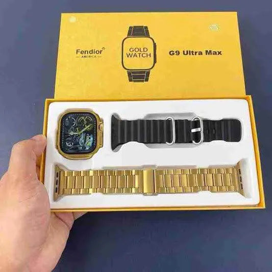 SurtiWala.pk™ - G9 Ultra Pro Smart Watch (Golden Edition) ⌚ – 3 Straps