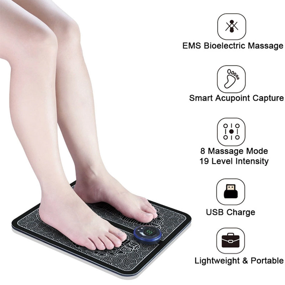 SurtiWala.pk™ - EMS Foot Massager Pad Portable Foldable Massage Mat Muscle Stimulation Improve Blood Circulation Relief Pain Relax Feet
