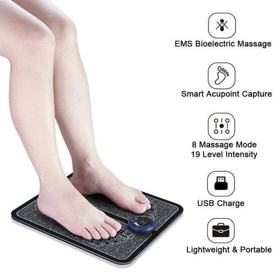 SurtiWala.pk™ - EMS Foot Massager Pad Portable Foldable Massage Mat Muscle Stimulation Improve Blood Circulation Relief Pain Relax Feet