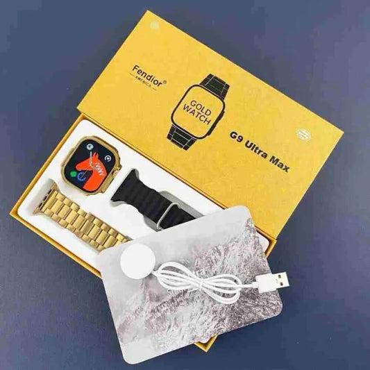 SurtiWala.pk™ - G9 Ultra Pro Smart Watch (Golden Edition) ⌚ – 3 Straps