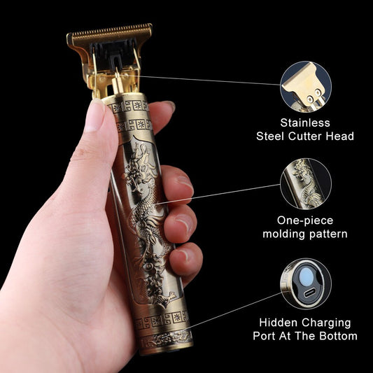 SurtiWala.pk™ - T9 Professional Trimmer | Golden Dragon Style | Metal Body