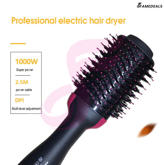 SurtiWala.pk™ - 2 in 1 Hot Air Brush One-Step Hair Dryer And Volumizer Styler Electric Ion Blow Dryer Brush Professional Curler Comb Roller