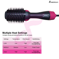 SurtiWala.pk™ - 2 in 1 Hot Air Brush One-Step Hair Dryer And Volumizer Styler Electric Ion Blow Dryer Brush Professional Curler Comb Roller