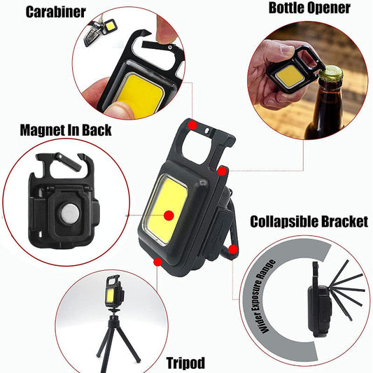 SurtiWala.pk™ - Mini LED Working Light Multifunctional Glare COB Keychain Light Rechargeable