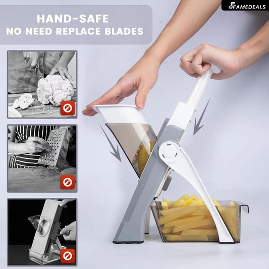 SurtiWala.pk™ - Vegetable Slicer Adjustable Thickness Potato Onion Chopper Safe Upright Dicer