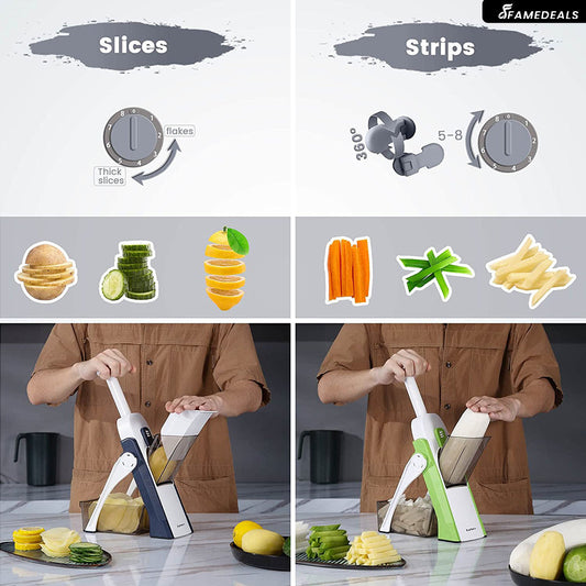 SurtiWala.pk™ - Vegetable Slicer Adjustable Thickness Potato Onion Chopper Safe Upright Dicer