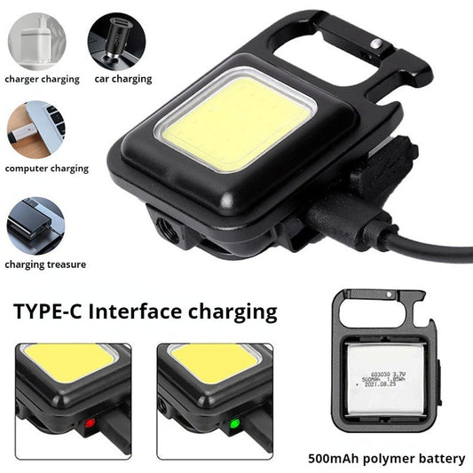 SurtiWala.pk™ - Mini LED Working Light Multifunctional Glare COB Keychain Light Rechargeable