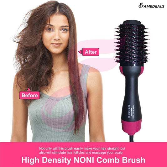 SurtiWala.pk™ - 2 in 1 Hot Air Brush One-Step Hair Dryer And Volumizer Styler Electric Ion Blow Dryer Brush Professional Curler Comb Roller