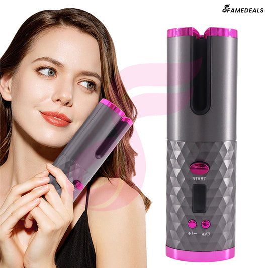SurtiWala.pk™ - Wireless Auto Rotate Ceramic Hair Curler USB Rechargeable Portable Auto Curler