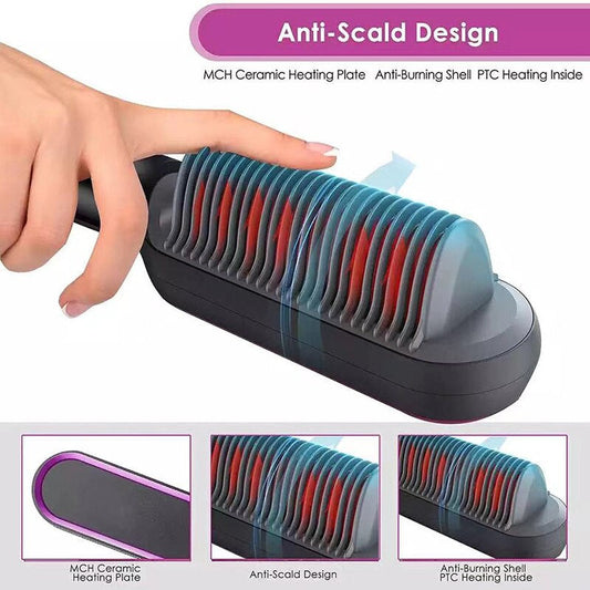 SurtiWala.pk™ - 2 In 1 Hair Straightener Comb With 5 Temp 20s Fast Heating & Anti-Scald -  [FREE DELIVERY]
