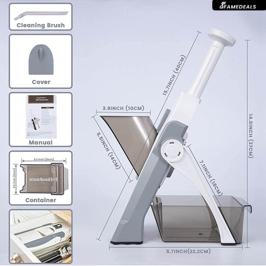SurtiWala.pk™ - Vegetable Slicer Adjustable Thickness Potato Onion Chopper Safe Upright Dicer