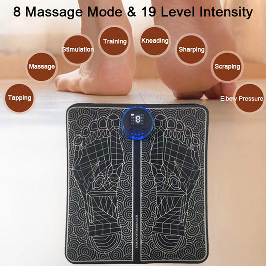 SurtiWala.pk™ - EMS Foot Massager Pad Portable Foldable Massage Mat Muscle Stimulation Improve Blood Circulation Relief Pain Relax Feet