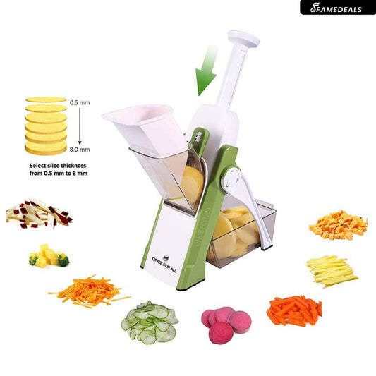 SurtiWala.pk™ - Vegetable Slicer Adjustable Thickness Potato Onion Chopper Safe Upright Dicer