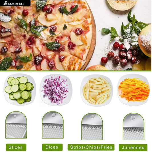 SurtiWala.pk™ - Vegetable Slicer Adjustable Thickness Potato Onion Chopper Safe Upright Dicer