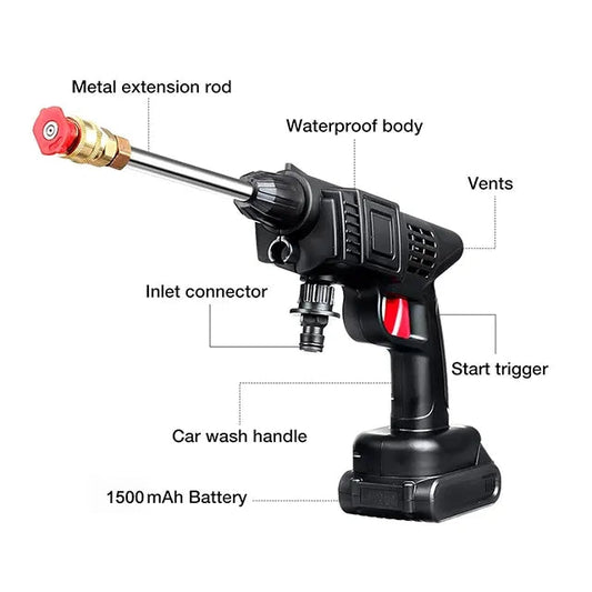 SurtiWala.pk™ - Automatic Cordless Wireless Car Wash Spray Gun High Pressure 48v Lithium Water Jet
